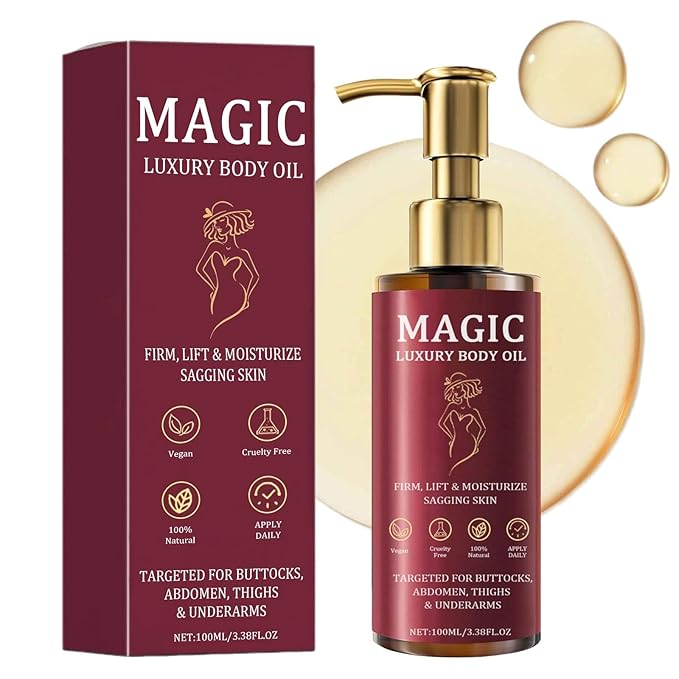 Magic Body Firming Oil, Luxury Body Oil for Crepe Skin, Tightening & Hydrating Body Oil After Shower with Vitamin E and Rosehip, Non-Greasy Body Serum Oil for Thighs, Arms, Chest, 100ML / 3.38 Fl Oz-FemmiqueWomen