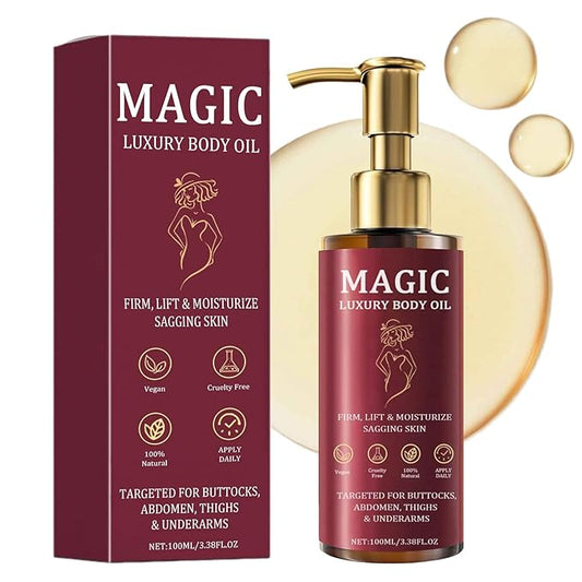 Magic Body Firming Oil, Luxury Body Oil for Crepe Skin, Tightening & Hydrating Body Oil After Shower with Vitamin E and Rosehip, Non-Greasy Body Serum Oil for Thighs, Arms, Chest, 100ML / 3.38 Fl Oz-FemmiqueWomen