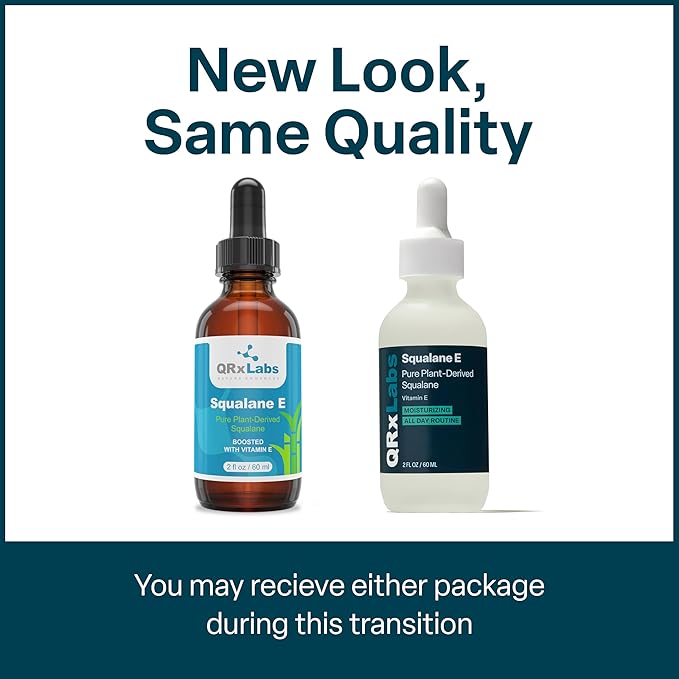 QRxLabs Pure Organic Squalane Oil & Vitamin E Oil for Face & Skin - 2 Fl Oz - USDA & ECOCERT Certified Organic Sugarcane - Hydrating Facial, Body & Hair Formula - Reduces Fine Lines & Wrinkles-FemmiqueWomen