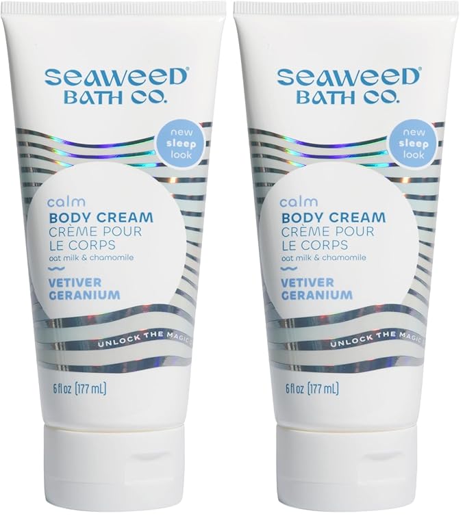 The Seaweed Bath Co. Sleep Body Cream, Calm, Nutrient-Rich Bladderwrack Seaweed, Vegan, Paraben Free, 6 fl. oz. (Pack of 2)-FemmiqueWomen