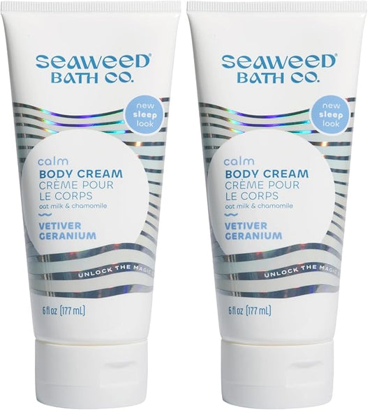The Seaweed Bath Co. Sleep Body Cream, Calm, Nutrient-Rich Bladderwrack Seaweed, Vegan, Paraben Free, 6 fl. oz. (Pack of 2)-FemmiqueWomen