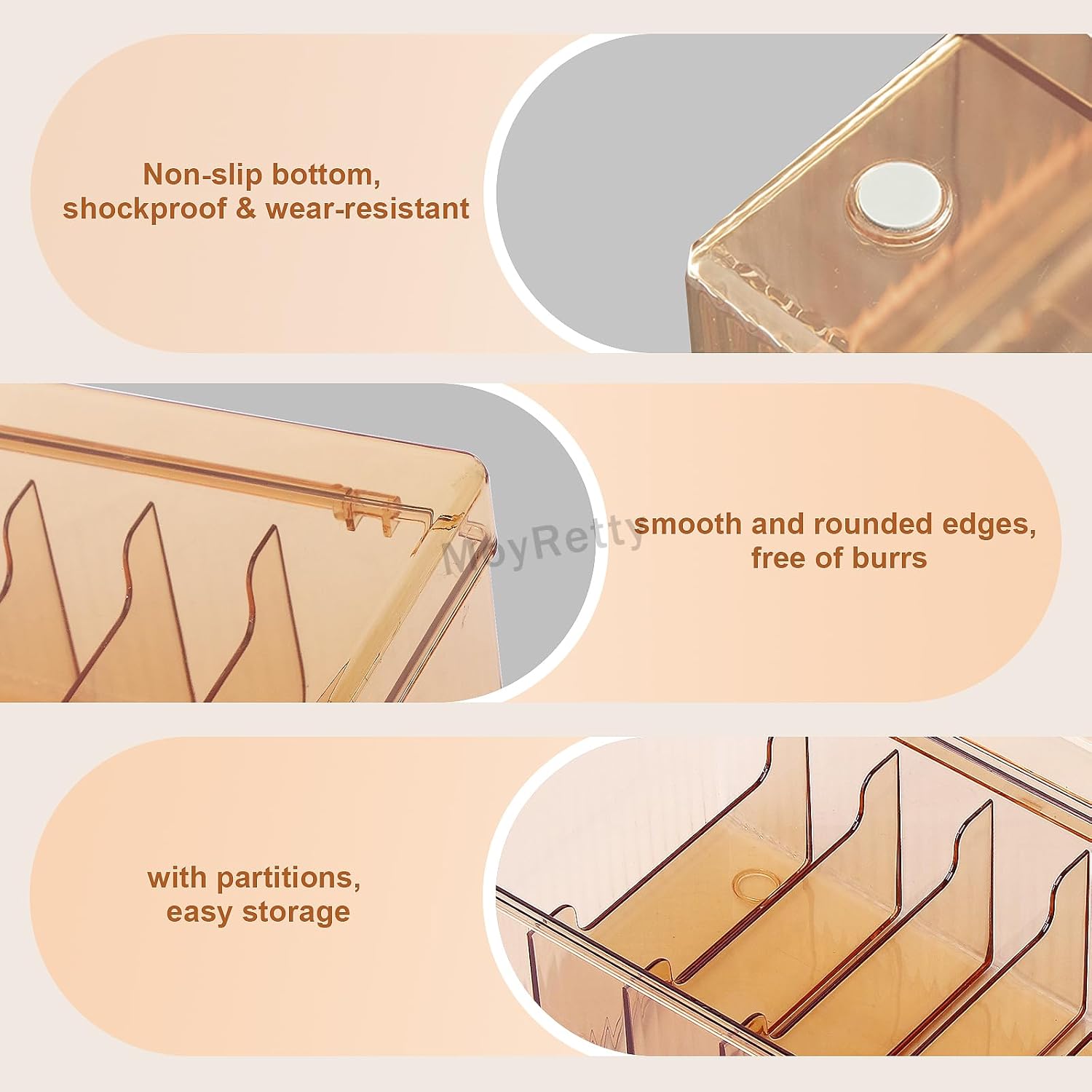 MoyRetty Acrylic Lash Extension Organizer, Large Capacity Eyelash Extension Supplies Storage Container Box, Neatly Store and Organize Your Lash Supplies (Amber)-FemmiqueWomen