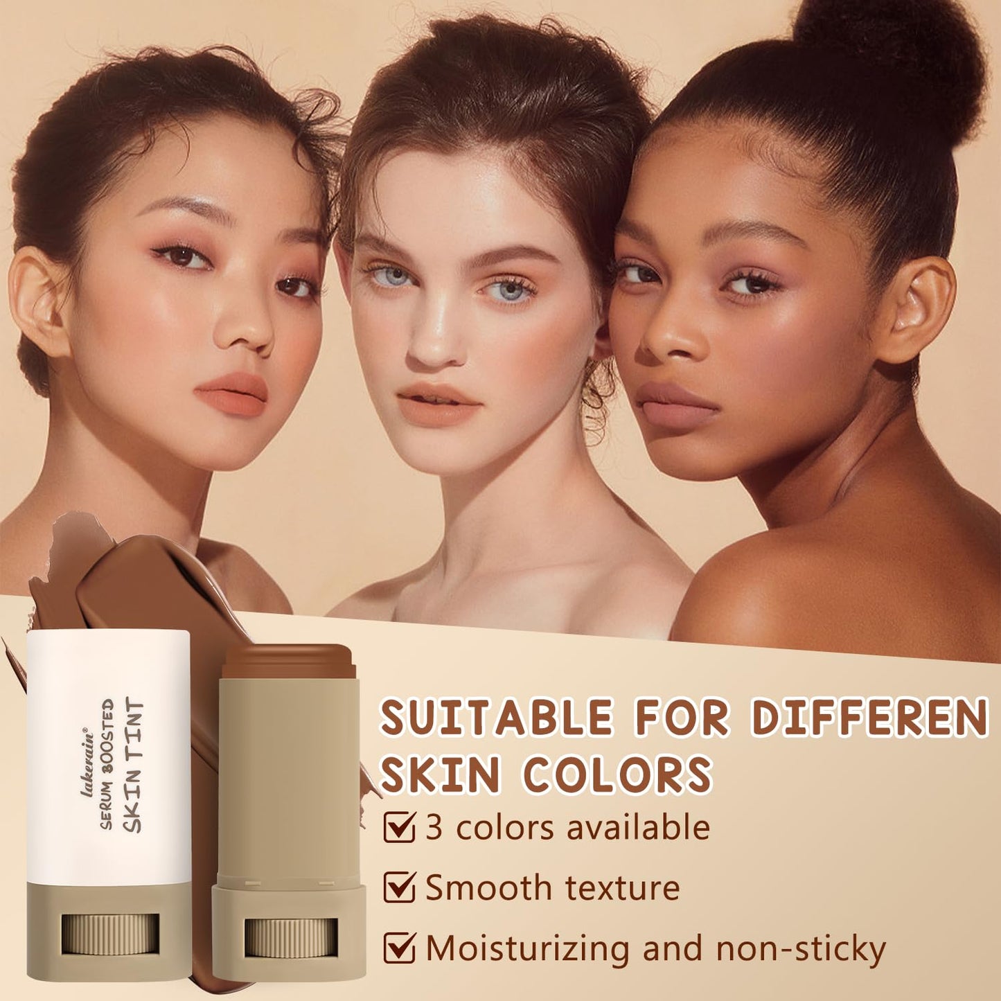 2PCS Foundation Stick Beauty Balm Serum Boosted Skin Tint, Solid Tinted Moisturizing Serum Contour Stick, Natural Fit, Moisturizing ＆ Concealing Foundation Sticks (#03)-FemmiqueWomen