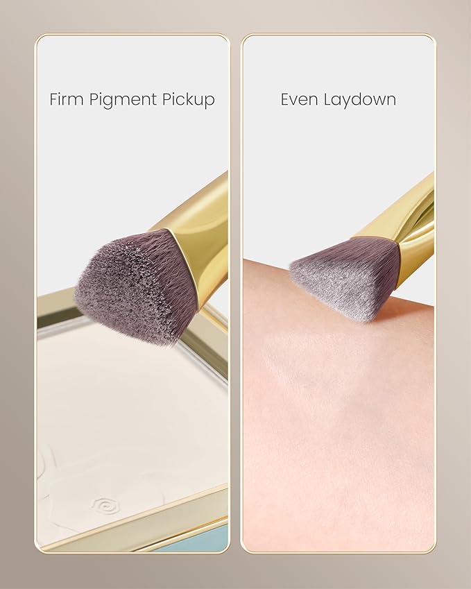 Desert Oak Series Triangular Contour Brush - Angled Synthetic Bristles for Cream/Liquid/Powder, Luxe Bubinga Handle & Brass Ferrule (CM 178)-FemmiqueWomen