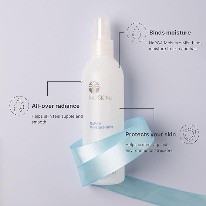 Nu Skin NaPCA Moisture Mist | Revitalizing Moisturizer & Cooling Mist with Hyaluronic Acid | Hydrating Spray for Face, Body & Hair | Sodium PCA for All Skin Types | 8 oz | 1 Pack-FemmiqueWomen