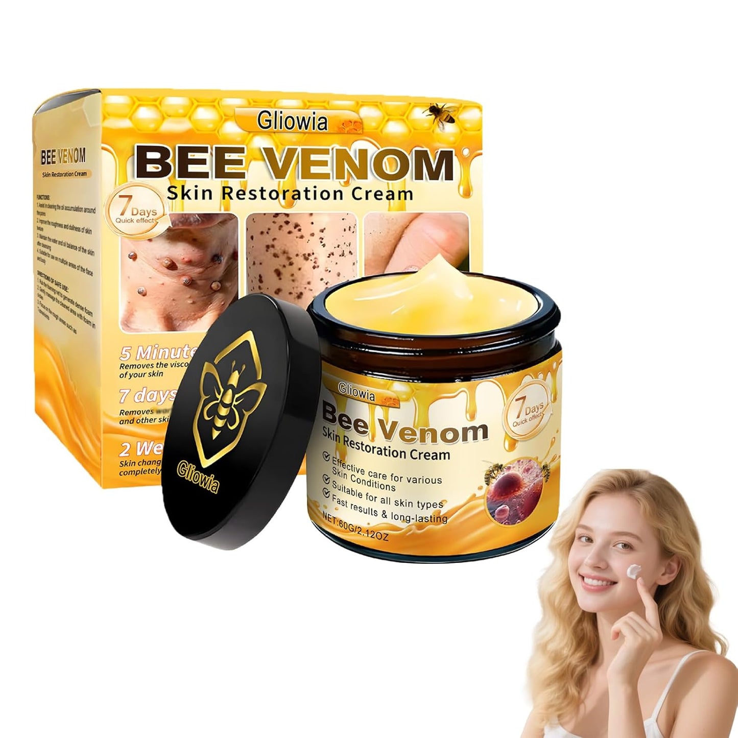 Bee Venom Skin Restoration Cream, 2025 Upgrade Bee Venom Skin Treatment Cream, Natural bee venom Comprehensive cream for Repair & Renewal, All in One Nourishing Serum for All Skin Types-FemmiqueWomen