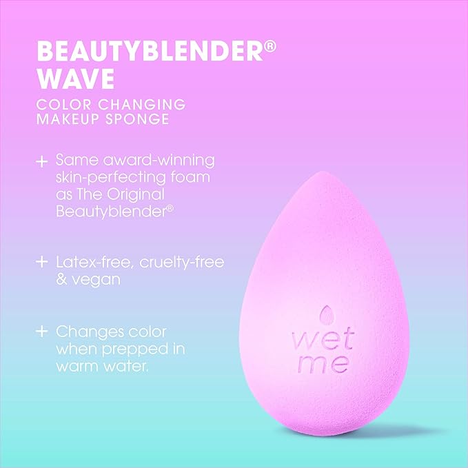 Beautyblender® | Wave Color Changing Blender Makeup Sponge | Blend Liquid Foundations, Powders and Creams | Streak Free Application | Vegan, Cruelty Free | Made in USA-FemmiqueWomen