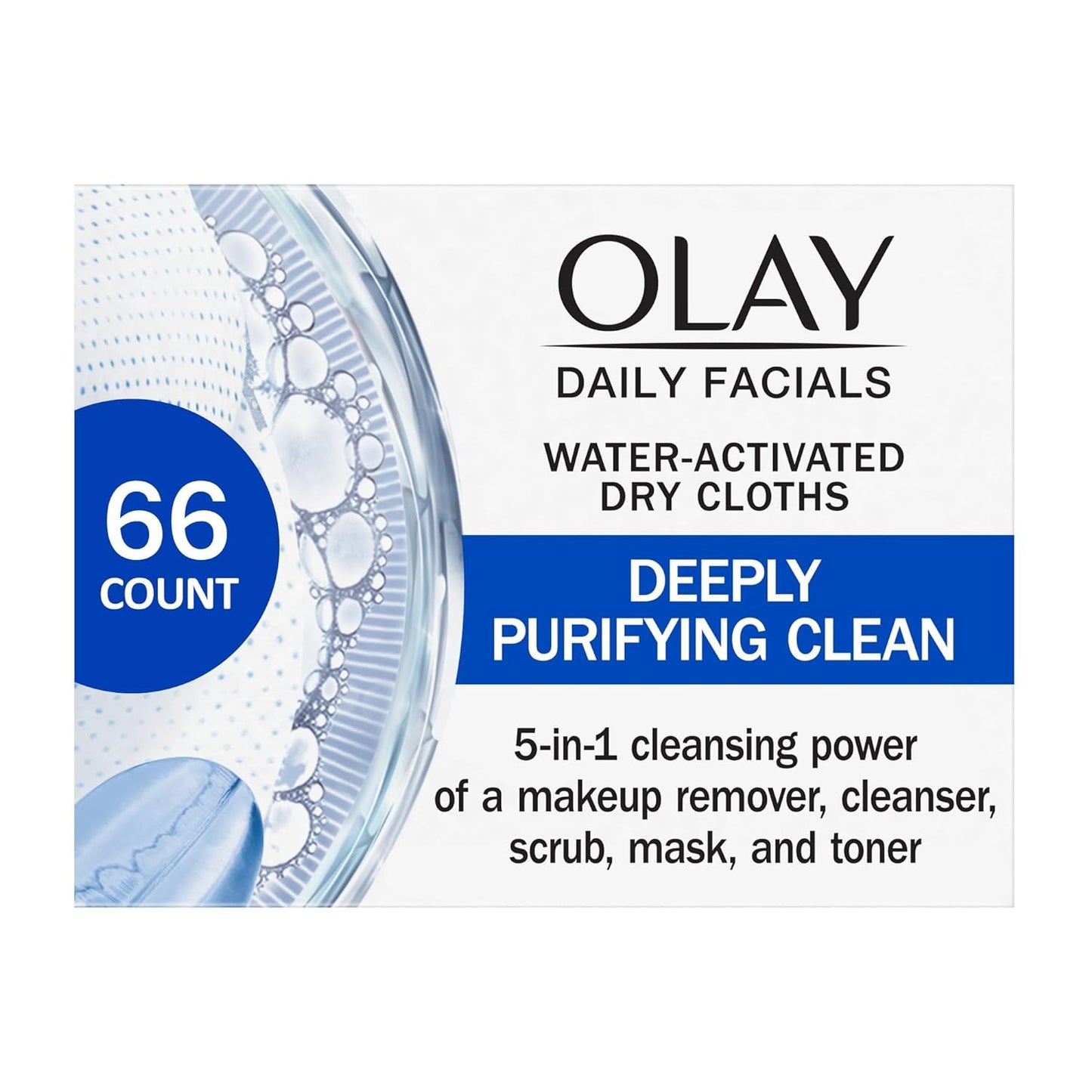 Olay Cleansing Wipes, Daily Facials, Power of a Makeup Remover, Scrub, Toner, Mask and Cleanser - Fragrance-Free, Textured No-Soap Cloth, Gentle Skin Care, Vitamin Complex-Infused Formula, 66 ct-FemmiqueWomen