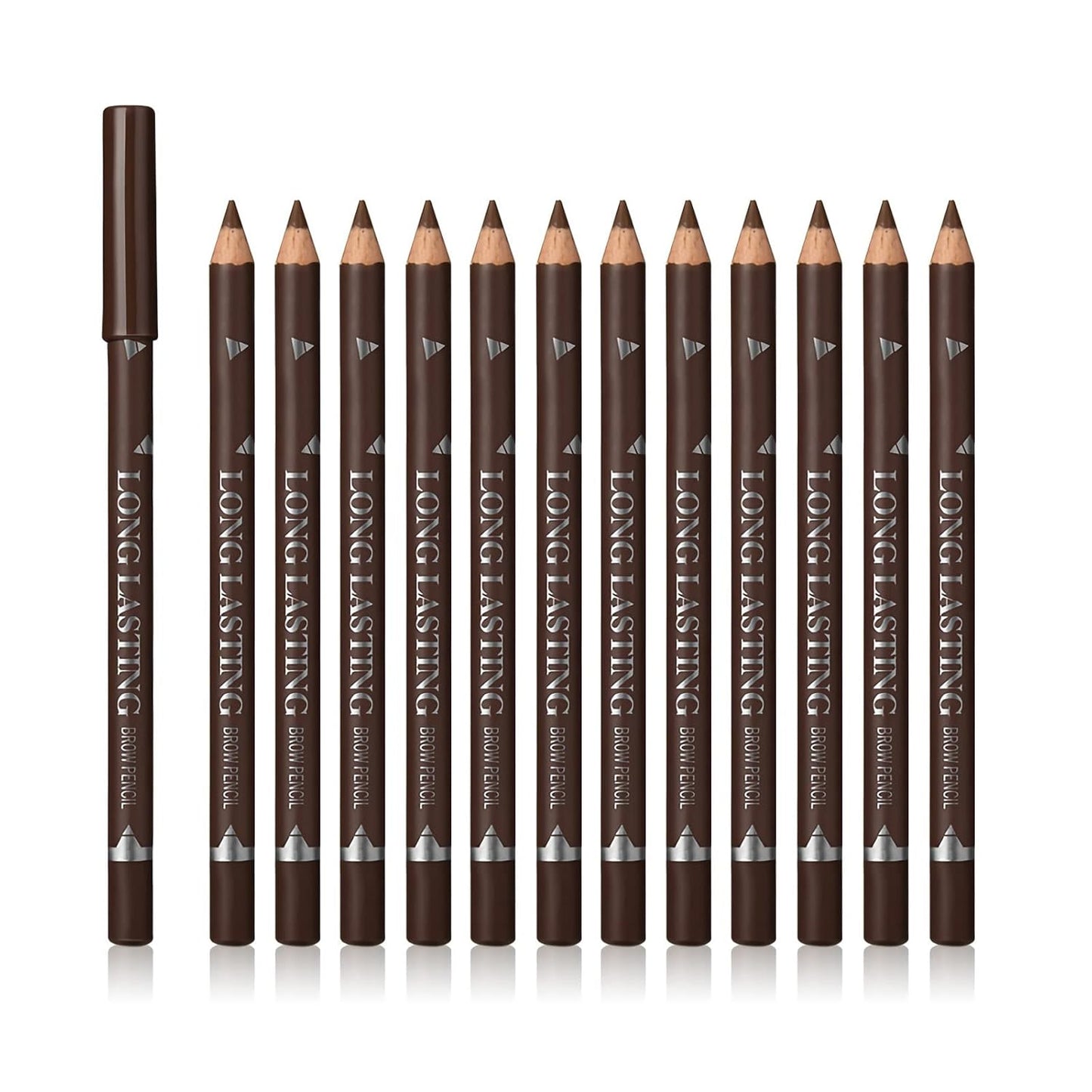 12 Pcs Brown Eyebrow Pencil Eyeliner Makeup，Soft Textured，Easy to Color，Long Lasting，Waterproof Eyebrow Pen for Fills in Sparse Areas and Gaps，Create a Natural Eye Brow-FemmiqueWomen
