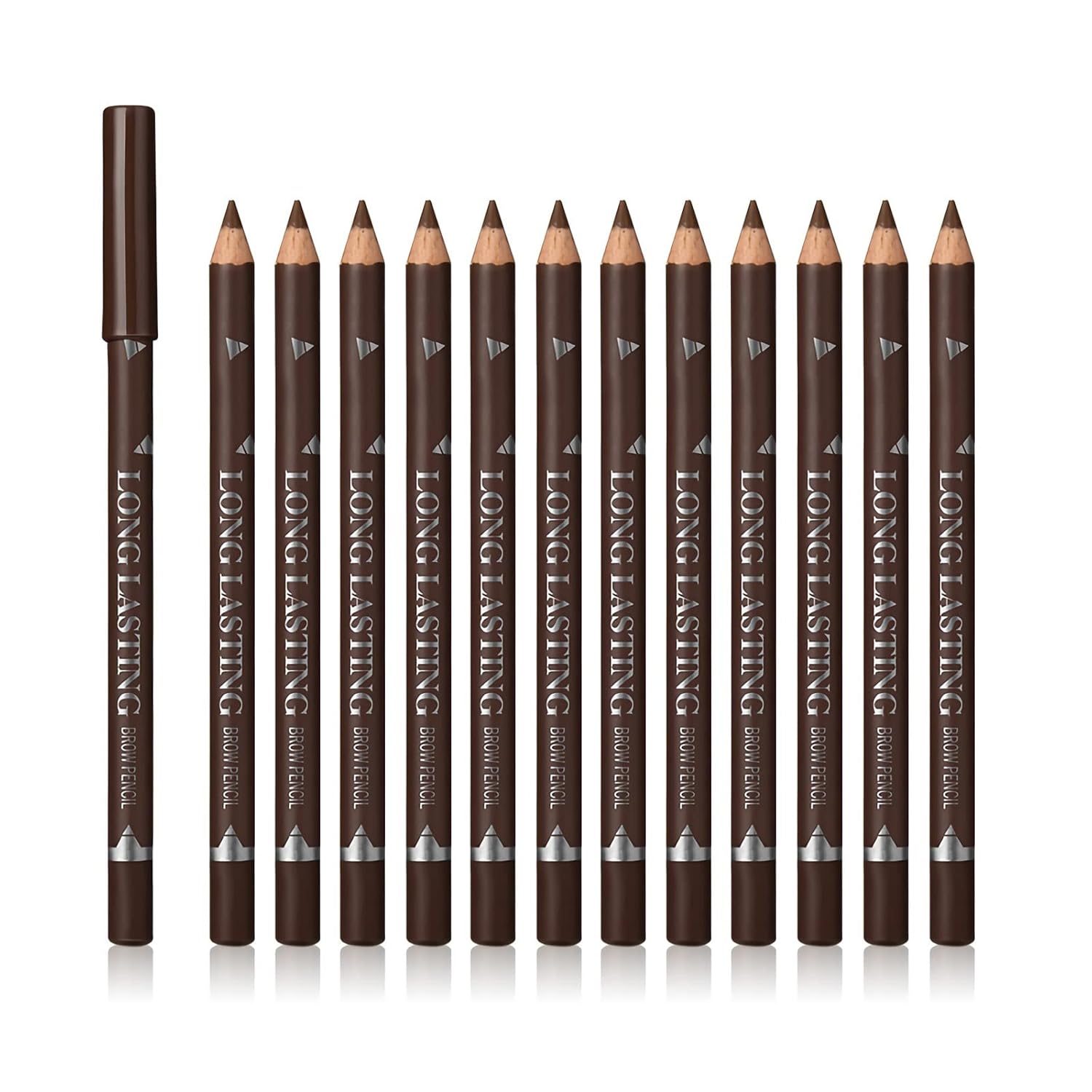 12 Pcs Brown Eyebrow Pencil Eyeliner Makeup，Soft Textured，Easy to Color，Long Lasting，Waterproof Eyebrow Pen for Fills in Sparse Areas and Gaps，Create a Natural Eye Brow-FemmiqueWomen