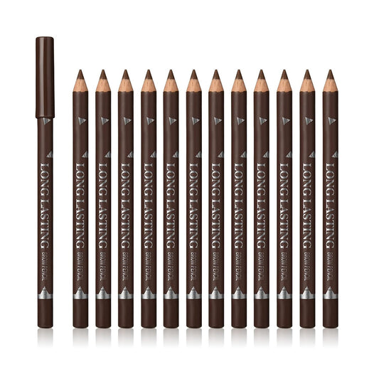 12 Pcs Brown Eyebrow Pencil Eyeliner Makeup，Soft Textured，Easy to Color，Long Lasting，Waterproof Eyebrow Pen for Fills in Sparse Areas and Gaps，Create a Natural Eye Brow-FemmiqueWomen