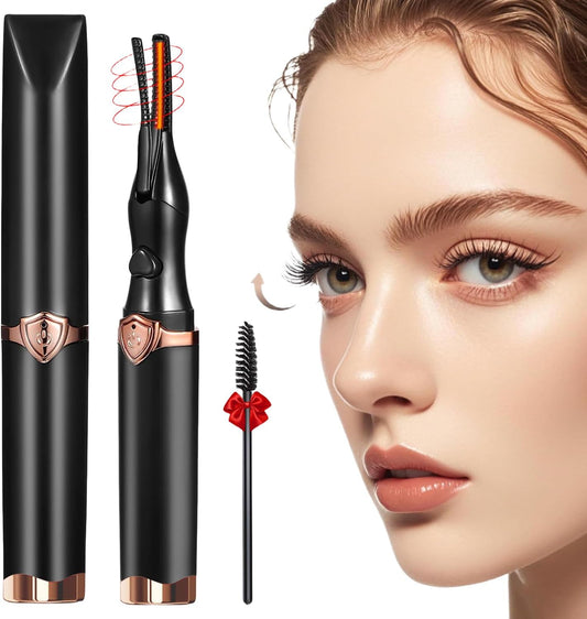 Heated Eyelash Curler, 2-in-1 Clip-Type Design, 3 Temperature Modes, USB Rechargeable Electric Eyelash Curler, Natural Curling 24H Long-Lasting Curl, Gift for Women & Girls, Brown Black-FemmiqueWomen