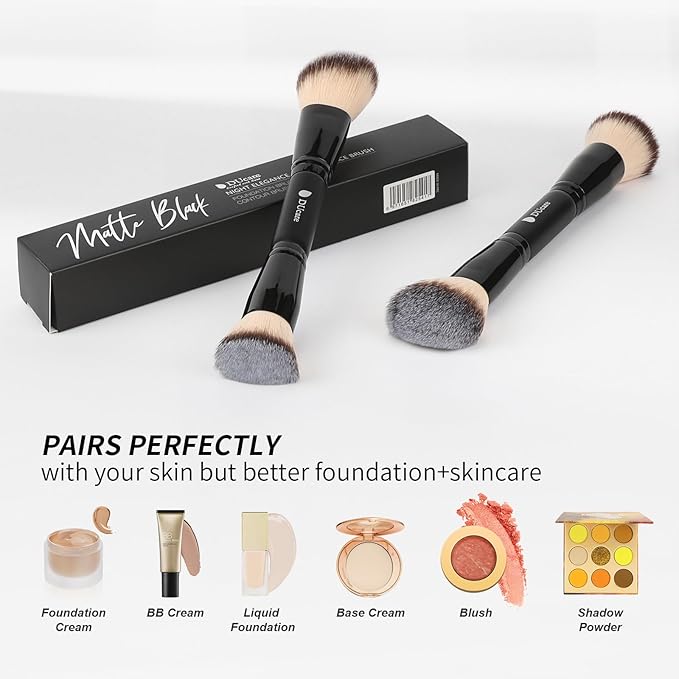 DUcare Foundation Brush Contour Bronzer Double Ended Makeup Brush for Blending Liquid Powder Concealer Cream Blush Buffe Black-FemmiqueWomen