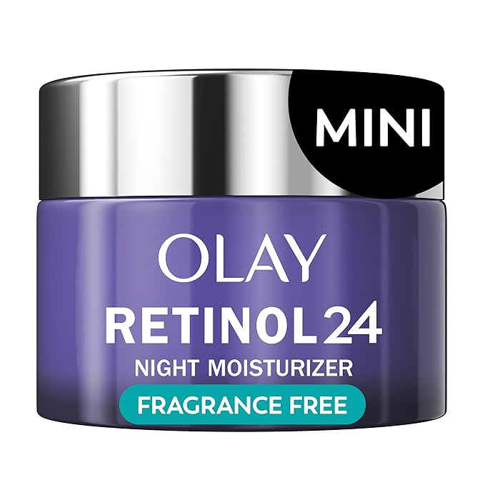 Olay Retinol 24 Face Moisturizer, Anti-Aging Night Cream for Women, Trial Size, Fragrance-Free, Non Greasy - Anti-Wrinkle, Smooth Fine Lines, Tightening Skin Care - Peptides, Glycerin, 0.5 Oz-FemmiqueWomen