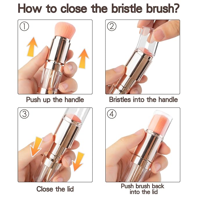 kullder Travel Makeup Brush 5 in 1 Makeup Brush set Blend Sponge Eyebrow Eyeshadow & Blush Brushes for Foundation Concealer Double Ended Makeup Brush with Powder Puff Ideal Womens Gifts-FemmiqueWomen