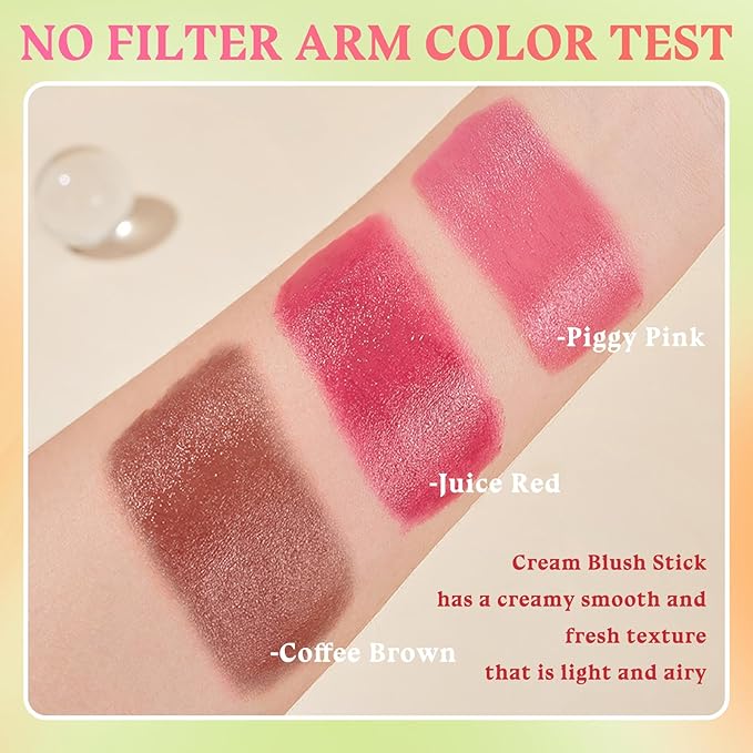 3PCS Blush Stick for Cheeks,Multi-use Solid Matte Makeup Stick Blush Cream for Cheek Eyes and Lips Tint,Moisturizing Tinted Cream Blush,Natural Blendable Cheek Blusher with 3 Makeup Sponges A4-FemmiqueWomen