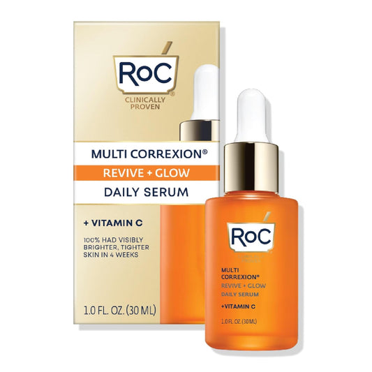 RoC Multi Correxion Revive + Glow 10% Active Vitamin C Serum for Face, Daily Anti-Aging Wrinkle and Skin Tone Skin Care Treatment, Brightening Serum , 1 Fluid Ounce-FemmiqueWomen