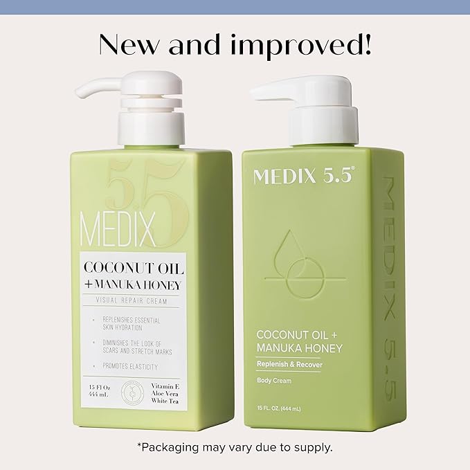 MEDIX 5.5 Coconut Oil Lotion W/ Manuka Honey Cream Skin Care Face Moisturizer & Body Cream | Firming Coconut Oil For Skin Minimizes Look Of Dry Skin, Cellulite, Stretch Marks, & Wrinkles, 2-Pack-FemmiqueWomen