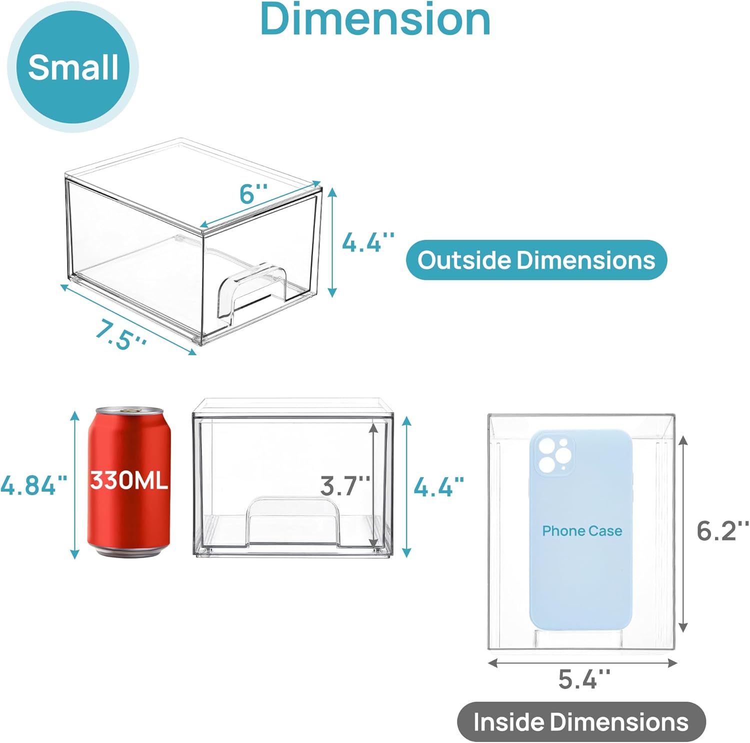 Vtopmart 4 Pack Clear Small Stackable Storage Drawers,Acrylic Bathroom Makeup Organizer,Plastic Storage Bins For Vanity, Undersink, Kitchen Cabinets, Pantry, Home Organization-FemmiqueWomen