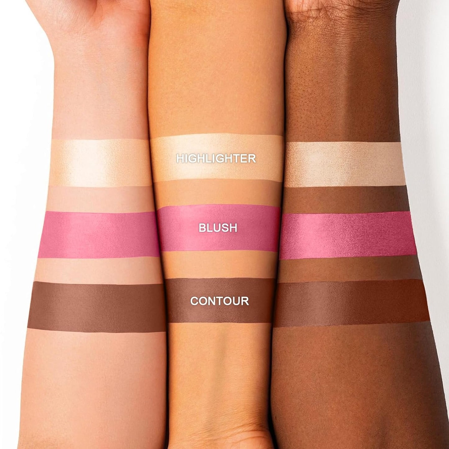 3 Colors Cream Contour Stick, Shades with Highlighter Stick,Blush Stick and Bronzer Contour Stick for Sculpt the Cheeks,Long Lasting,Waterproof,Matte & Dewy Finish for Women (LIGHT FAIR(8+10+12))-FemmiqueWomen