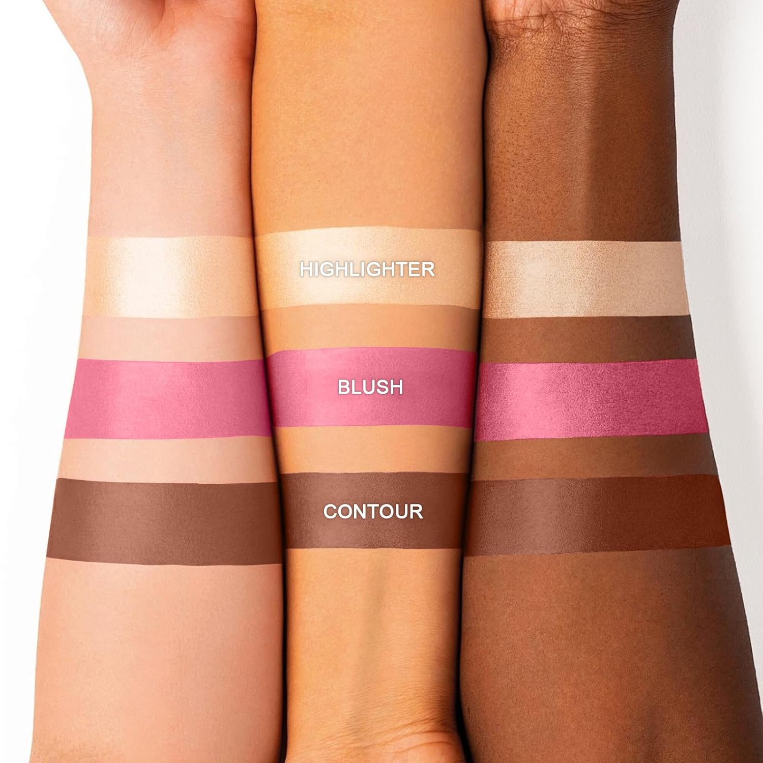 3 Colors Cream Contour Stick, Shades with Highlighter Stick,Blush Stick and Bronzer Contour Stick for Sculpt the Cheeks,Long Lasting,Waterproof,Matte & Dewy Finish for Women (LIGHT FAIR(8+10+12))-FemmiqueWomen