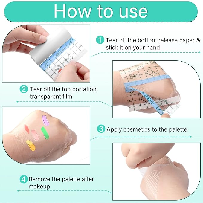 200 Pieces Makeup Hand Palette Single Use Makeup Mixing Palette Disposable Foundation Mixing Tray Adhesive Artist Cosmetic Makeup Palette Waterproof Makeup Tape for Women Girl (3.15 x 3.15 Inch)-FemmiqueWomen