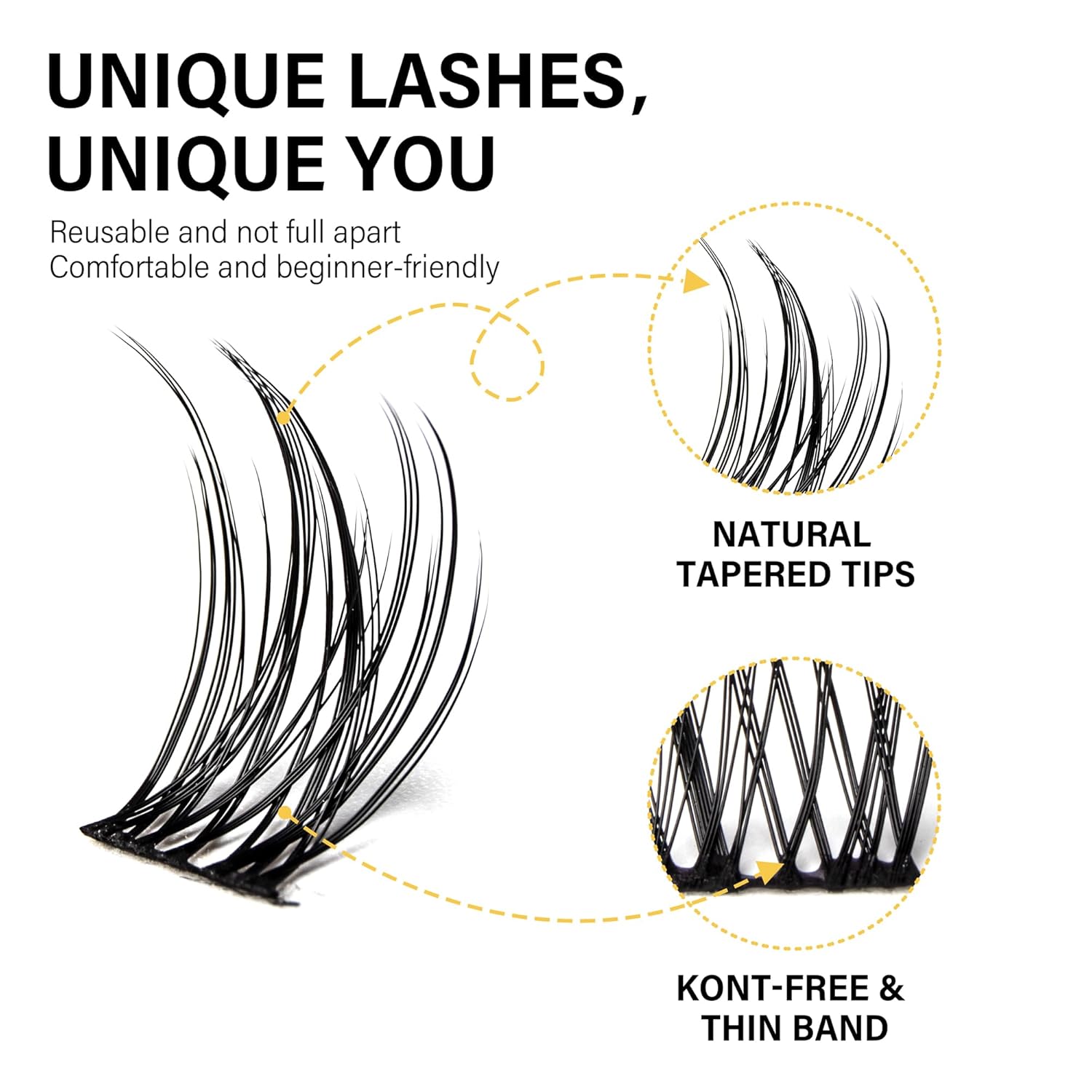 Lash Clusters 8-16mm, False Eyelashes 132pcs, Cluster Eyelash Extensions Matte Black Soft, Diy Lash Extensions D Curl Natural Lash Clusters Faux Mink Lashes Wispy（Pure,132pcs,0.07,D,8-16MIX)-FemmiqueWomen