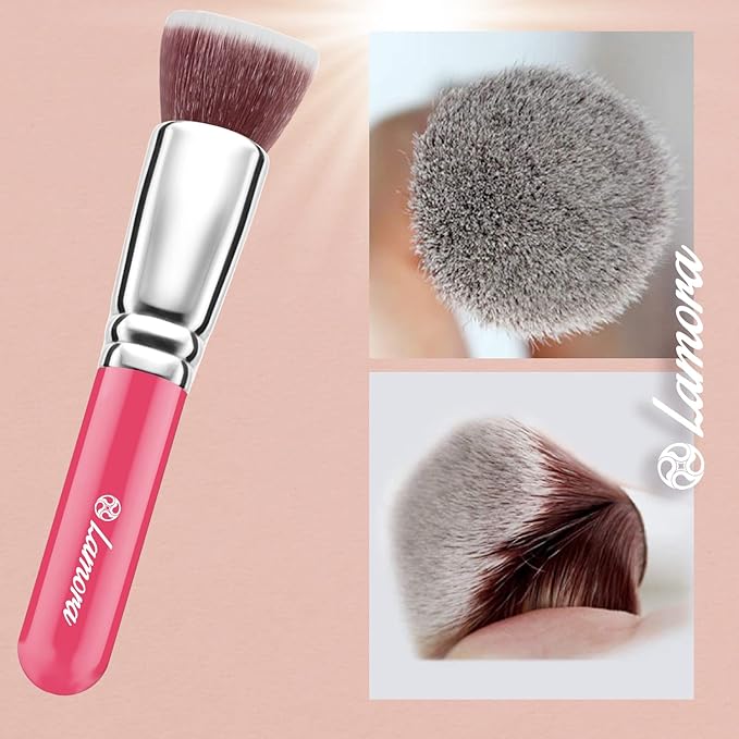 LAMORA Foundation Brush for Liquid Makeup - Kabuki Face Brush for Cream, Powder, Blush, and Concealer - Flat Top Blending, Buffing, Stippling Brush-FemmiqueWomen