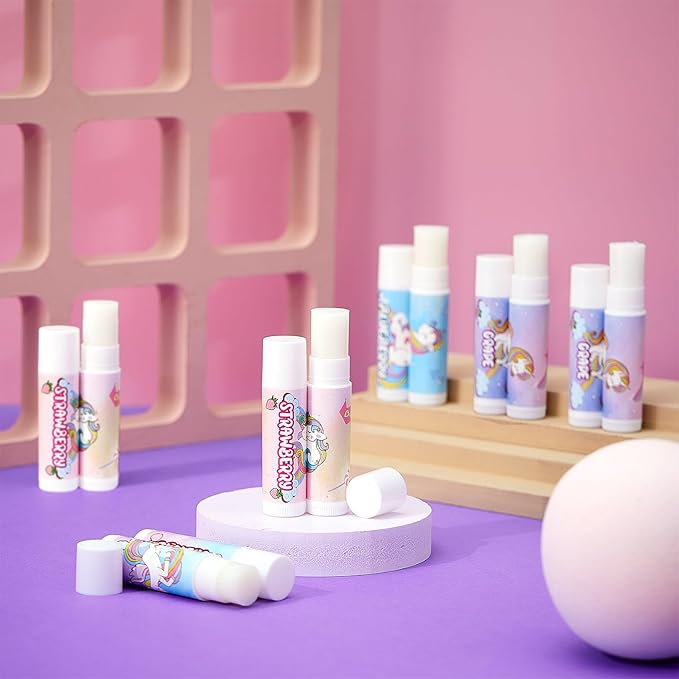 24 Pcs Unicorn Lip Balm Back to School Gift Unicorn Party Favors Lip Balm for Girls Birthday Party Favors Lip Gloss for Kids Gifts for Kids Fruity Favors Unicorn Gift for Cute Girls-FemmiqueWomen