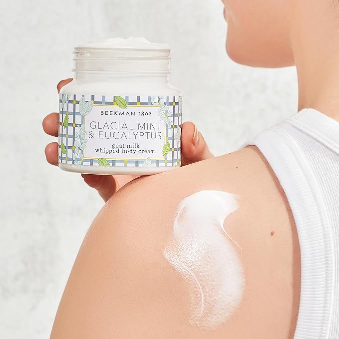 Beekman 1802 Glacial Mint & Eucalyptus Whipped Body Cream - 8 oz - Scented - Moisturizes, Soothes & Softens - With Coconut Oil & Mango Seed Butter - No Irritation - Good for Sensitive Skin-FemmiqueWomen