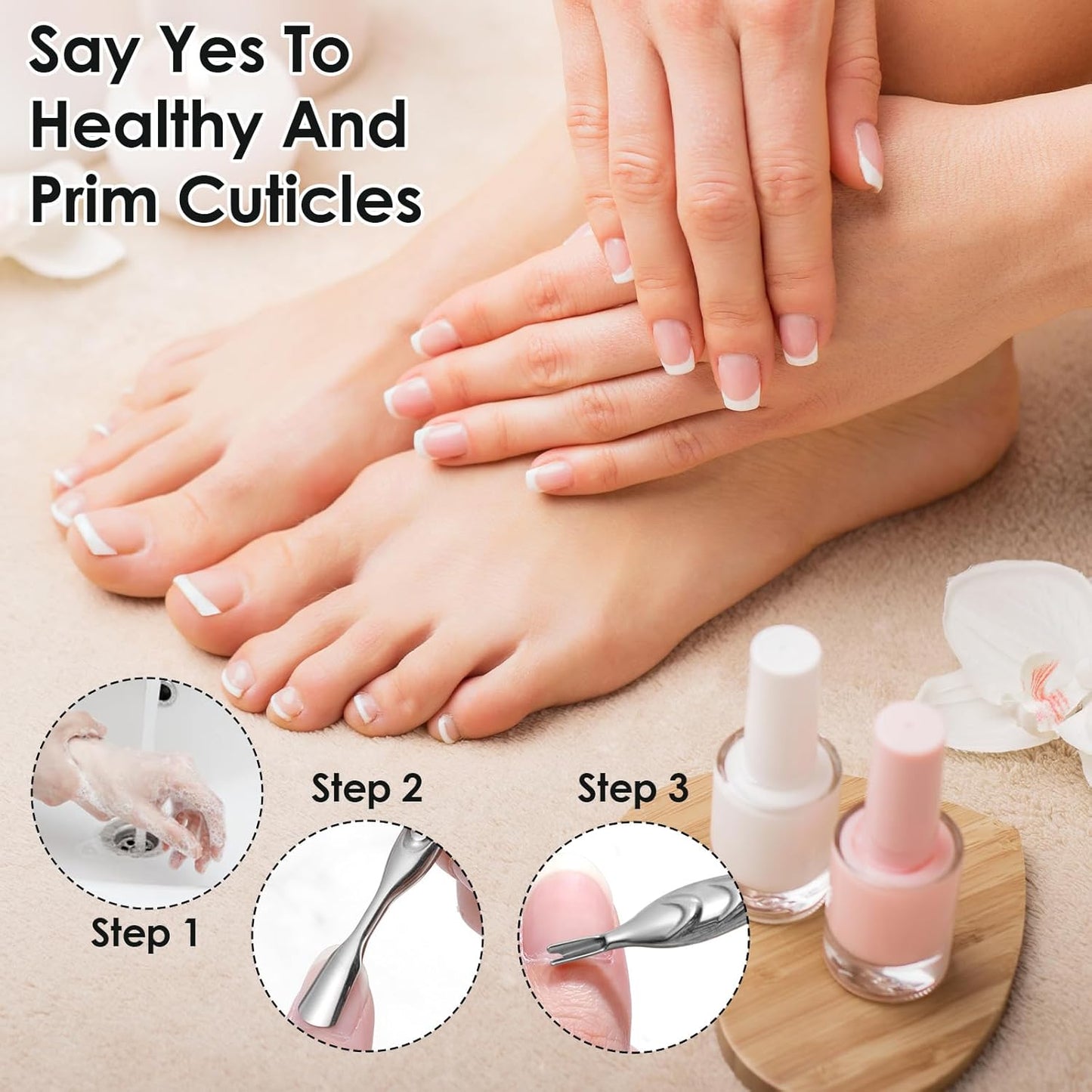 2 Pcs Cuticle Pushers with Fork, 2-in-1 Cuticle Trimmer Professional Nail Scraper Cuticle Remover Stainless Steel Nail Care Tool Dead Skin Cutter for Manicures, Pedicures-FemmiqueWomen