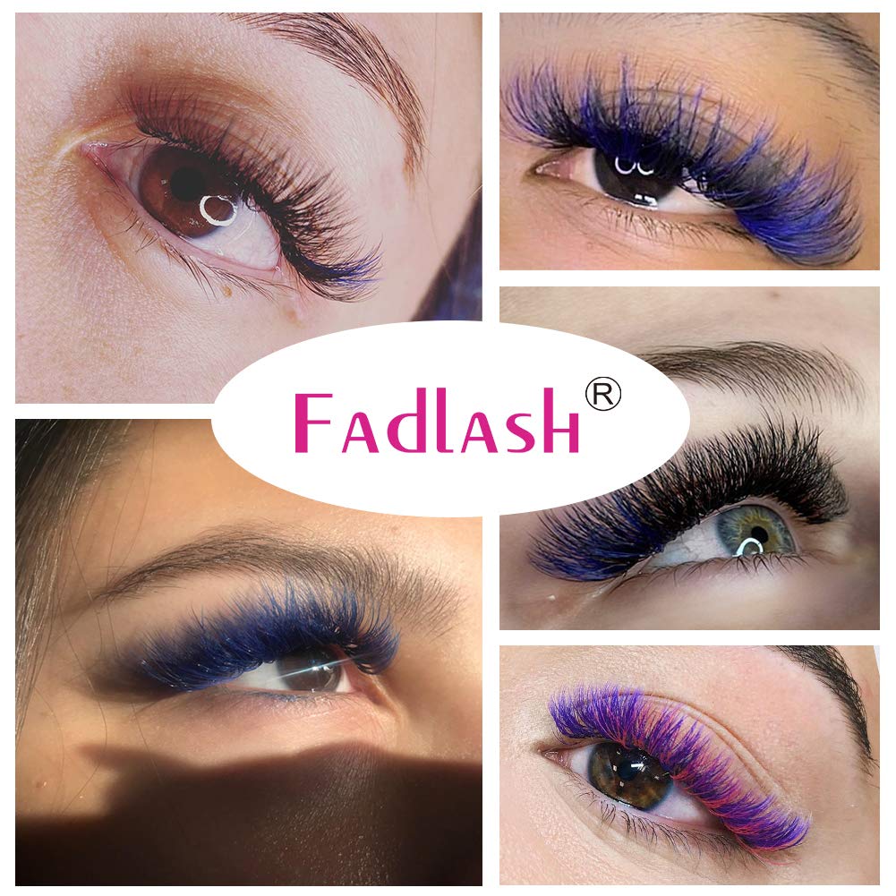 Volume Eyelash Extensions D curl Easy Fan Lash Extensions 8~14mm Mix Tray Blue 0.07mm Lash Extension Supplies by FADLASH (Blue 0.07-D-Mix)-FemmiqueWomen