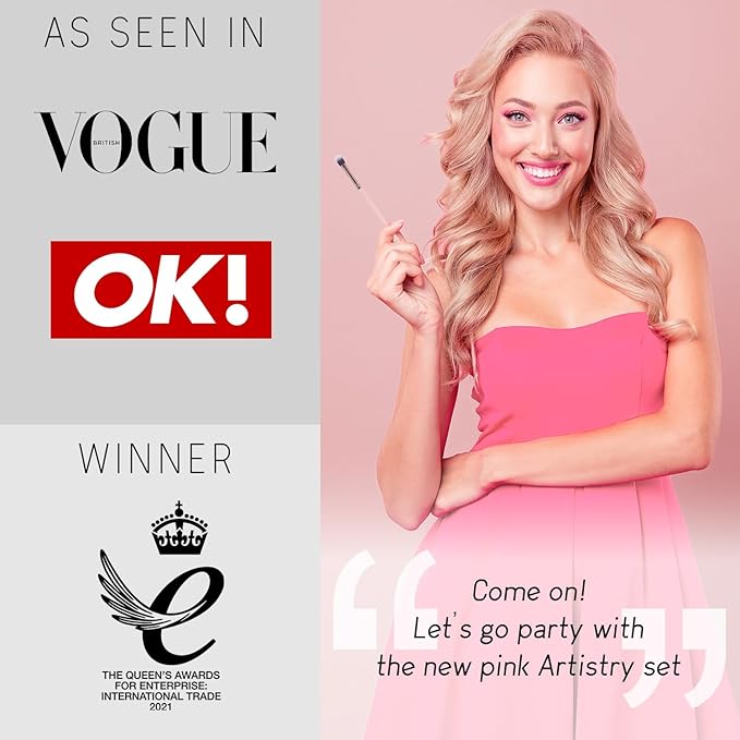 Niré Beauty 15piece Award Winning Pink Makeup Brushes: Pink Makeup Brush Set with Case, Makeup Sponge, Brush Cleaner, Guide, Gift Box-FemmiqueWomen