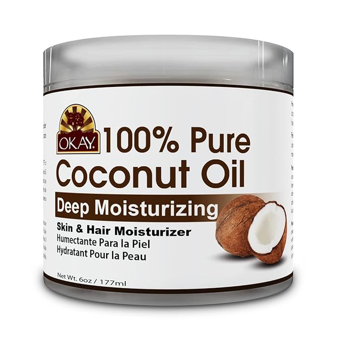 Okay 100% Pure Coconut Oil for Hair & Skin - Coconut Oil for Women & Men, Perfect for Hair & body, Natural Massage Oil & Moisturizer - 6 fl oz Jar (Pack of 1)-FemmiqueWomen
