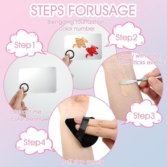 10-in-1 Makeup Spatula and Powder Puff Set with Professional Cosmetic Palette Triangle Puff for Eye Shadow Spatula Facial Cosmetic Makeup Tool for Eyelashe Body-FemmiqueWomen