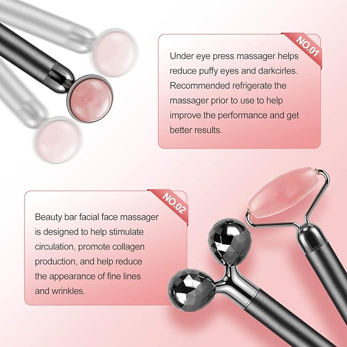 3-IN-1 Electric Jade Roller 3D Roller Facial Roller & Face Massager,Black-FemmiqueWomen