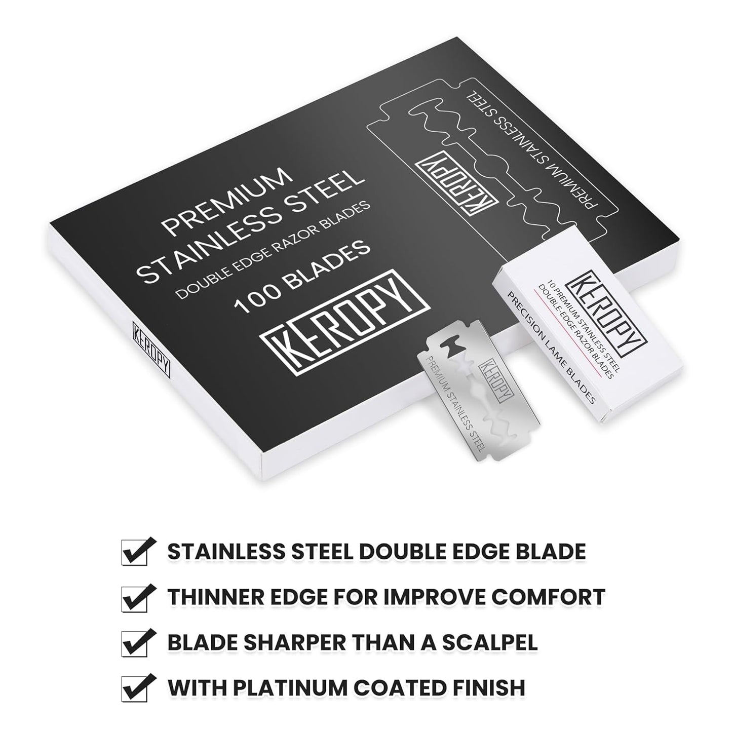 100 Safety Razor Blades - Super Sharp Stainless Steel & Lifetime Supply for Smooth Shaving, Individually Wax-Sealed, Universal Razor Compatibility-FemmiqueWomen
