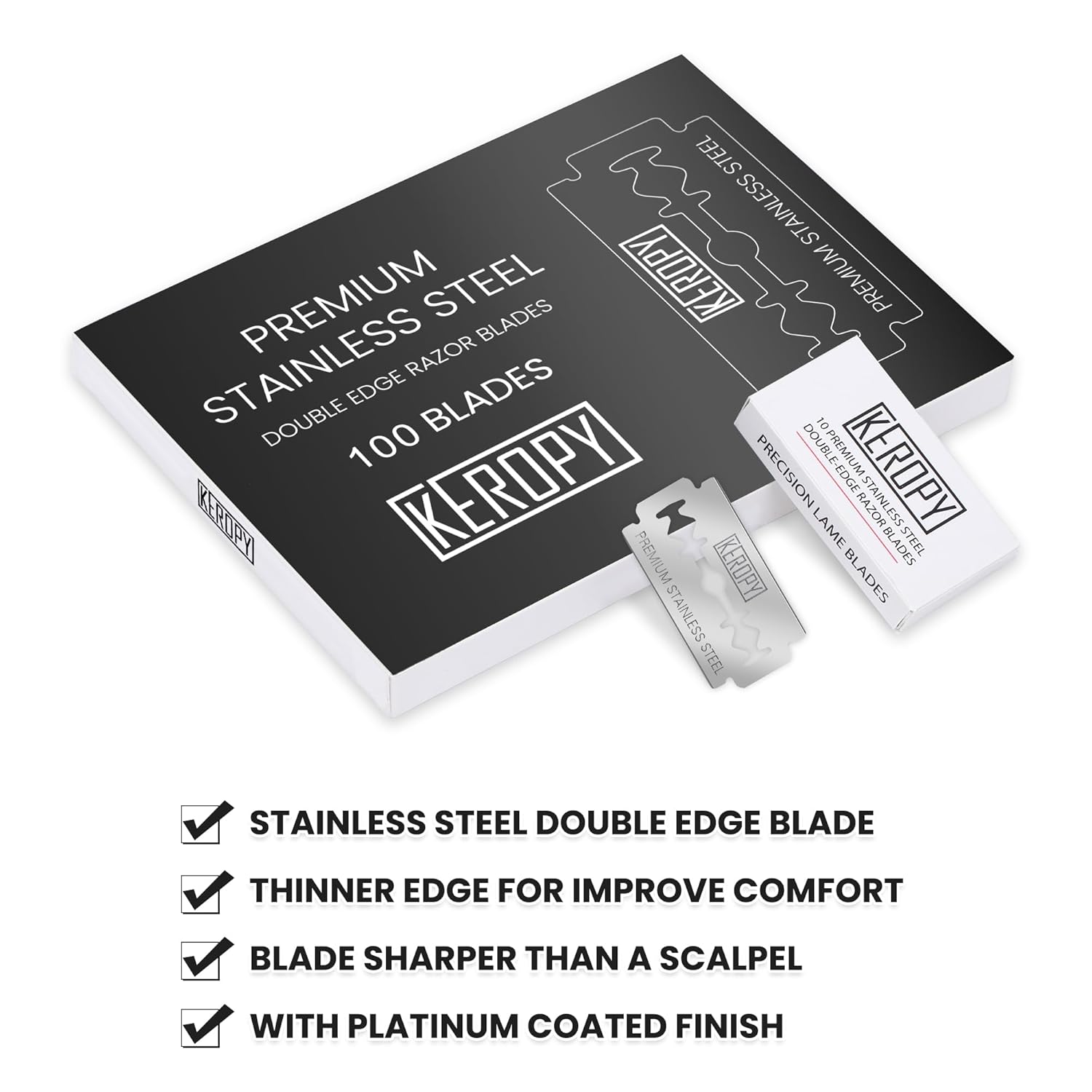 100 Safety Razor Blades - Super Sharp Stainless Steel & Lifetime Supply for Smooth Shaving, Individually Wax-Sealed, Universal Razor Compatibility-FemmiqueWomen