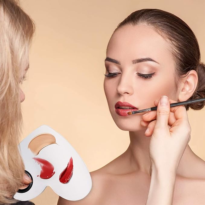 2Pcs Cosmetic Makeup Palette, Premium Stainless Steel Metal Makeup Mixing Palette with Spatula, Makeup Mixing Tray for Mixing Foundation/Eye Shadow/Mascara/Nail Polish/Pigment/Nail Art-FemmiqueWomen