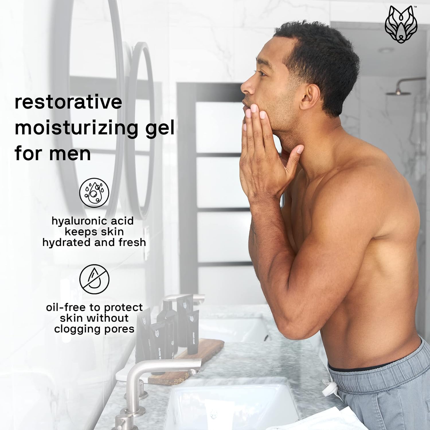 Black Wolf - Men’s Face Moisturizing Gel- 1.7 Fl Oz- Hyaluronic Acid and Aloe Vera Hydrate Your Skin and Leave It Feeling Smoother- Great for Oily Skin- Sulfate, & Cruelty Free, for Dry Skin-FemmiqueWomen