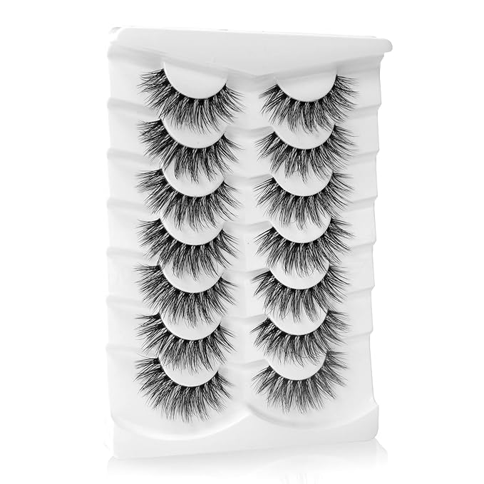 Onlyall False Eyelashes Natural Lashes Wispy Lashes Natural Look False Eyelashes Natural Flared Eyelashes False Eye Lashes Fluffy Lashes 7 Pairs A28-FemmiqueWomen