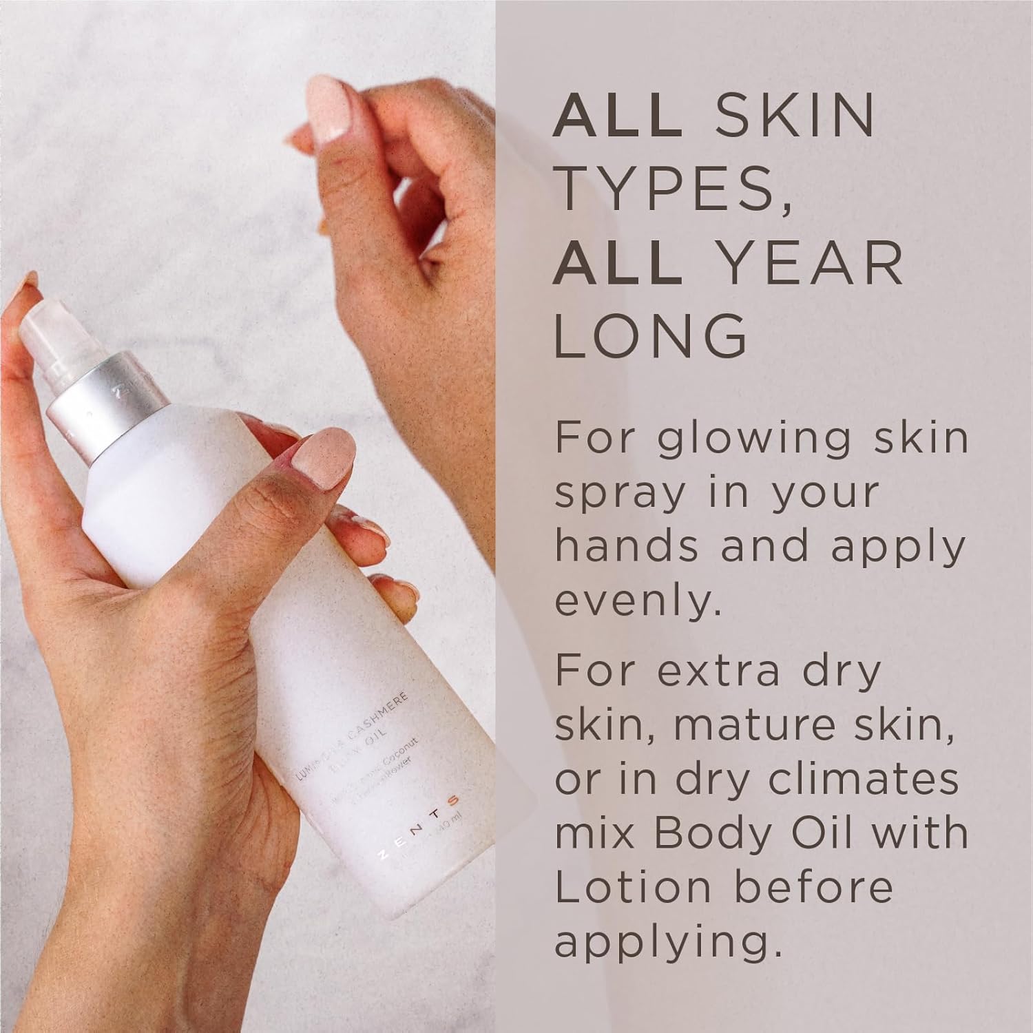 Zents Luminous Cashmere Body Oil (Fig Fragrance) | Moisturizing Body Oil with Vitamin E & Organic Coconut Oil | Softens & Smooths Skin | 8 fl oz-FemmiqueWomen