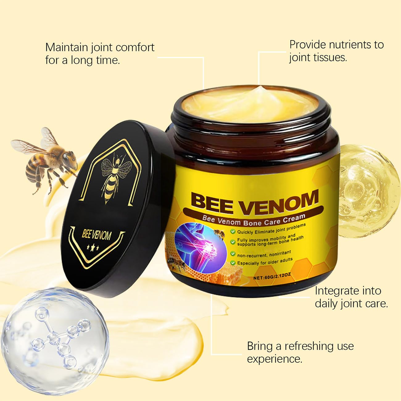 2 PCS Bee Venom Cream 2025 New Bee Venom Advanced Joint and Bone Cream Effective for Back, Neck, Hands,Knee-FemmiqueWomen