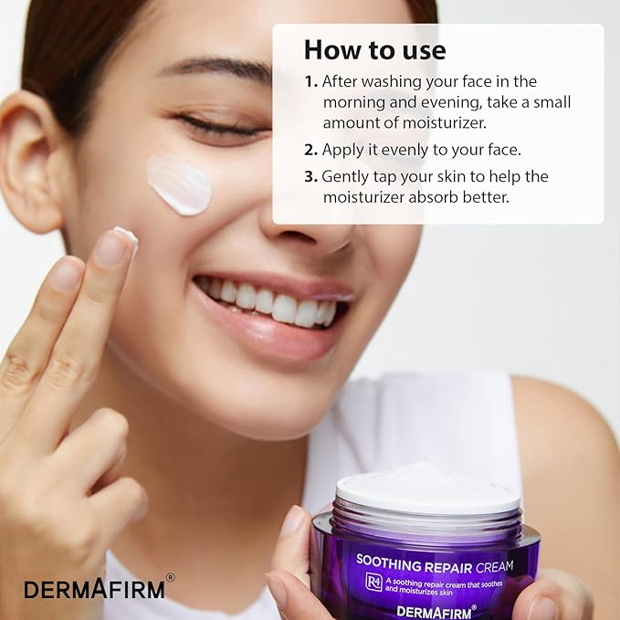 Dermafirm Soothing Repair Hydrating Face Cream R4 | Daily Face Moisturizer Facial Lotion with Eucalyptus, Peptide and Collagen | Gentle for All Skin Types No Animal Trials No Paraben 1.69 fl oz-FemmiqueWomen