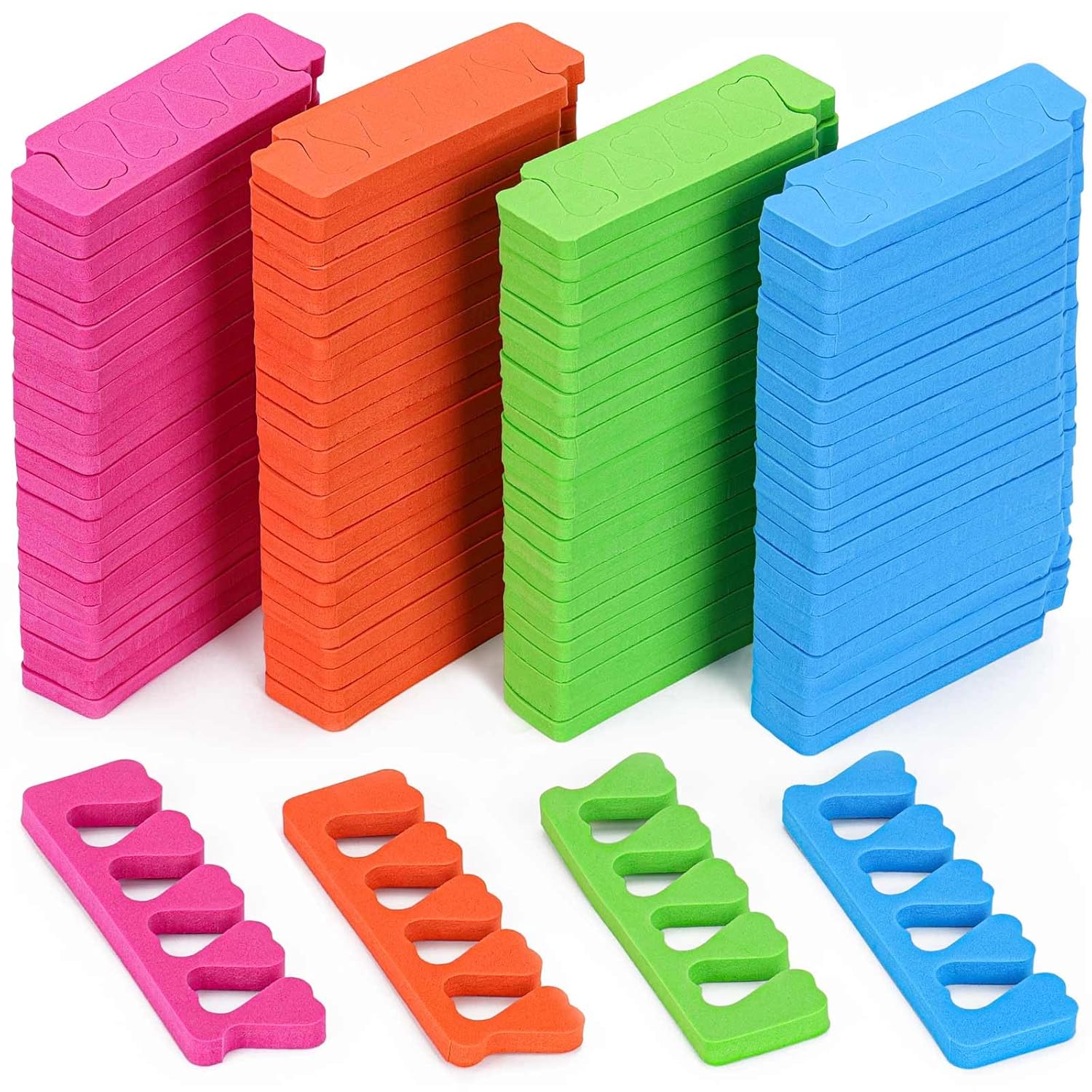 200pcs Sponge Toe Separators Pedicure Set for Nail Polish- Premium Nail Art Painting and Polishing Tool Kit, 4 Funy Color-FemmiqueWomen