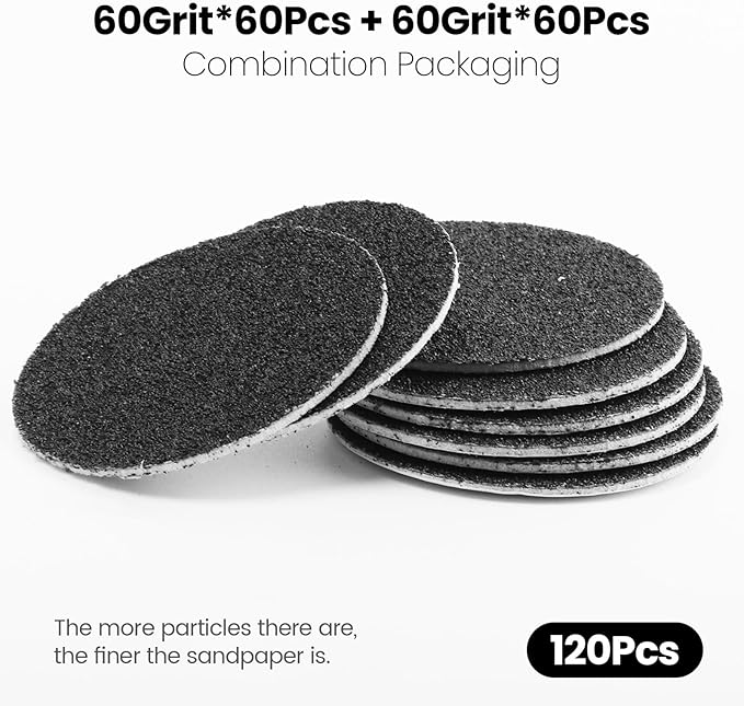 120pcs Replacement Sandpaper Refill Discs for Electric Foot File Callus Remover Tool for Men Women Dead Cracked Hard Skin (60 Grit+60 Grit)-FemmiqueWomen