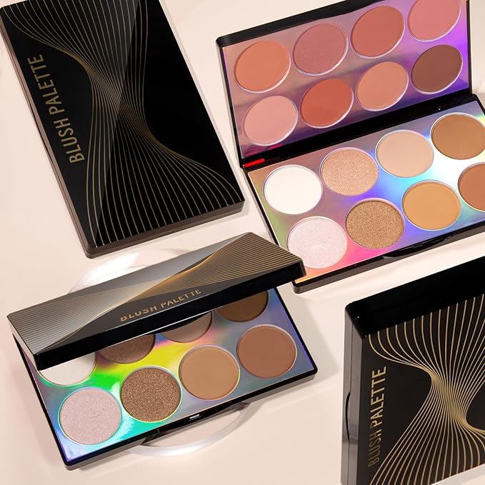 16 Colors Blush Contour Highlighter Makeup Palette with Brush, Matte Mineral Face Blush Powder for Cheek, Bright Shimmer Illuminator Bronzer Professional Facial Beauty Makeup Blushes Set-FemmiqueWomen