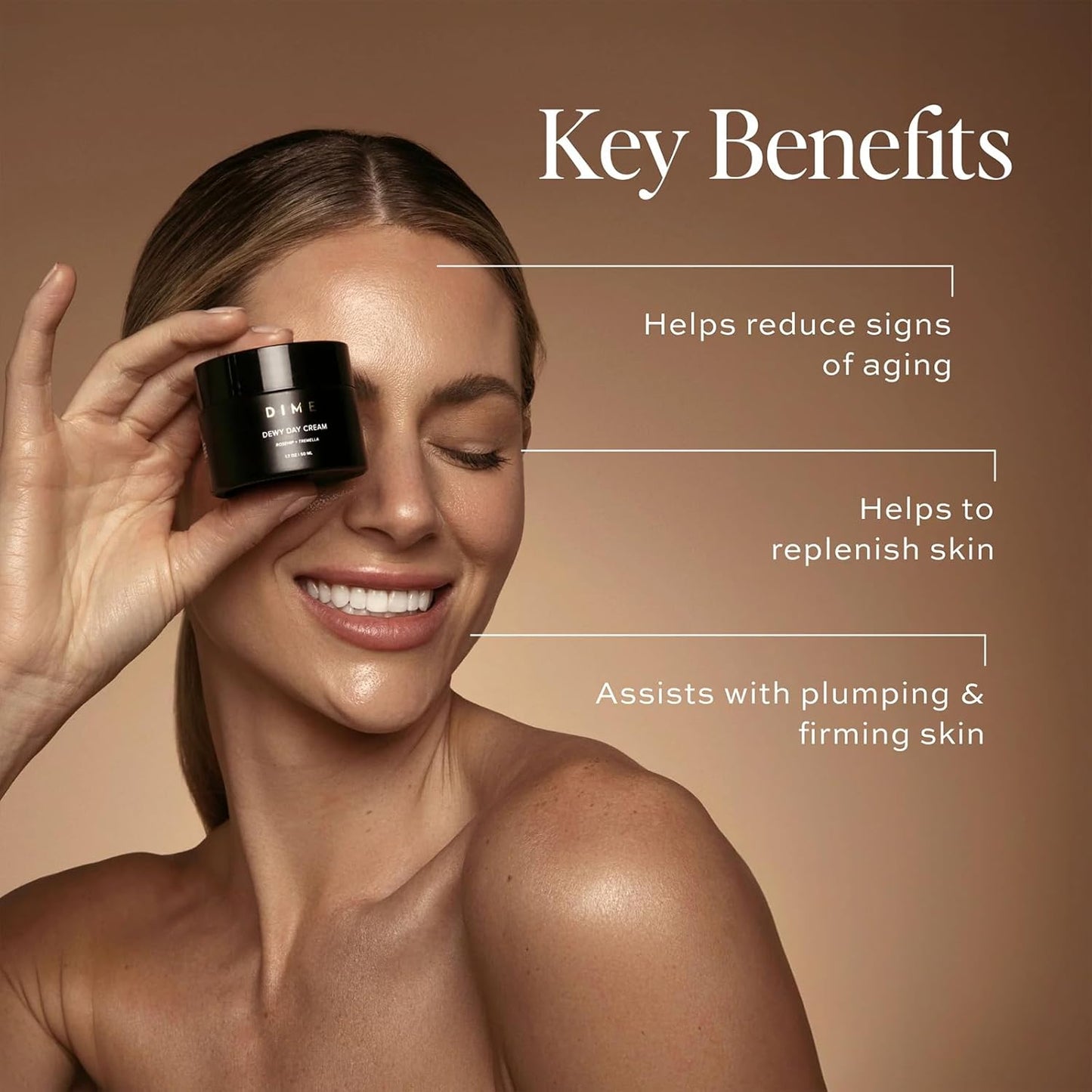 Dime Beauty Dewy Day Cream, Morning Face Moisturizer with Rosehip Oil and Tremella Snow Mushroom, 1.7 oz / 50 ml-FemmiqueWomen