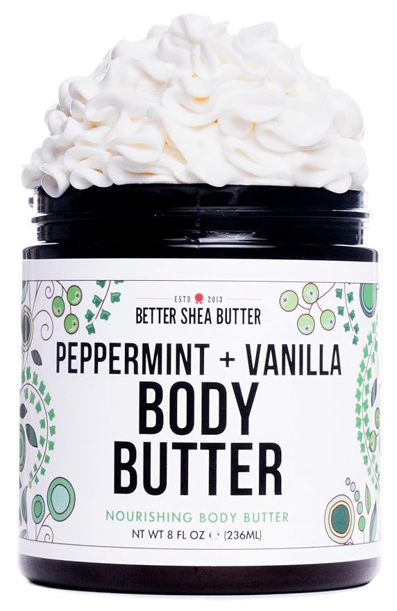 Peppermint Vanilla Body Butter - Natural Lotion for Women with Shea Butter & Jojoba Oil - Non-Greasy Whipped Body Lotion for Dry Skin - Vanilla Scented Peppermint Body Lotion-FemmiqueWomen
