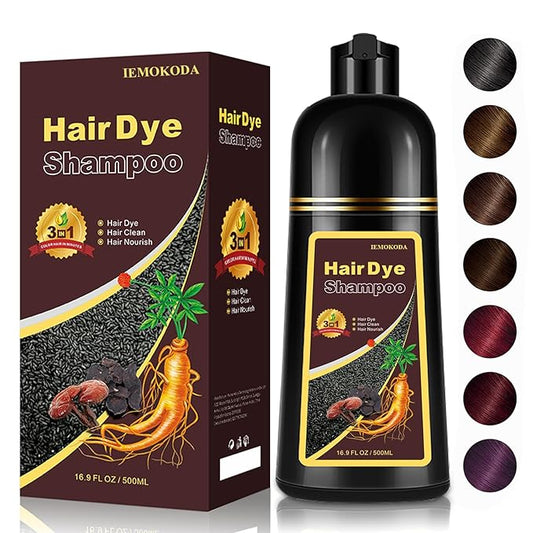 Dark Brown Hair Dye Shampoo for Gray Hair, 3-in-1 Color Shampoo Hair Dye for Women & Men, 100% Gray Hair Coverage, Instant Hair Coloring Shampoo in Minutes, Shampoo Tinte Para El Cabello, Easy to Use-FemmiqueWomen